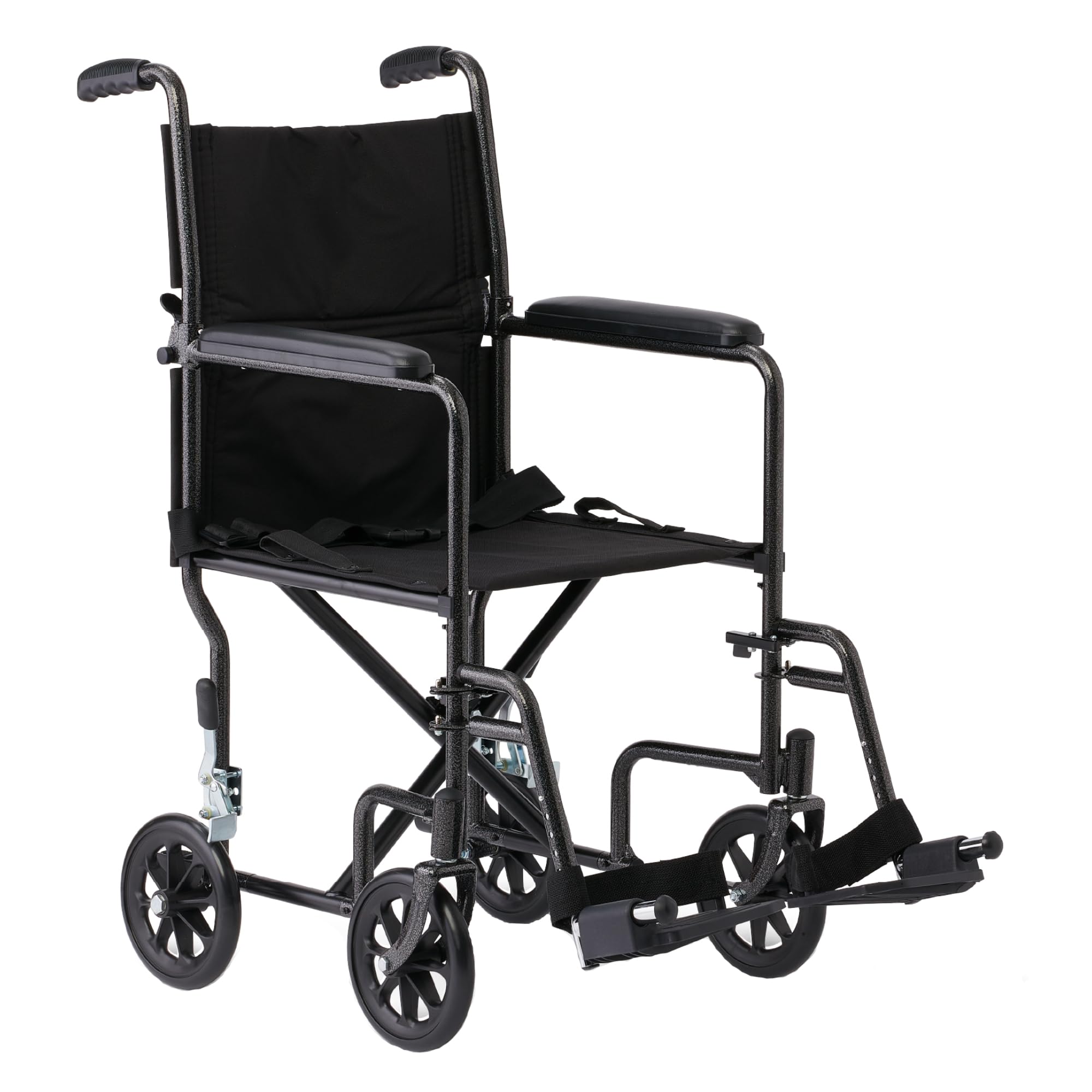 Medline Steel Transport Chair, Folding Transport Wheelchair, Removable Swing-Away Footrests, Full-Length Armrests, 17" Seat, 250 lb. Capacity, Blue — Amazon image 7