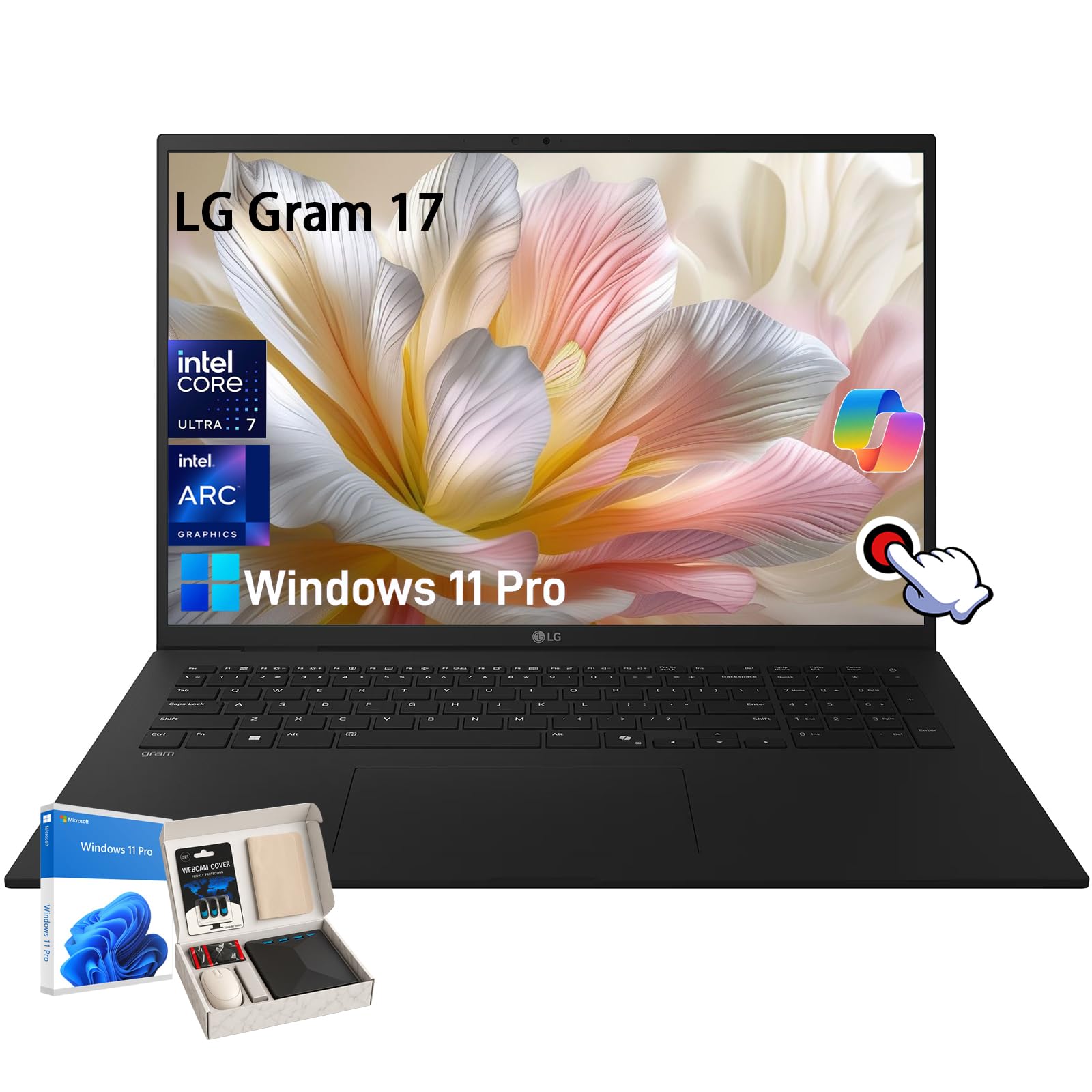 2025 Gram 17 Touchscreen Laptop - 17" WQXGA Touch Display, Intel Ultra 7 Series 2, Intel Arc Graphics, WiFi 7, Copilot+PC, Win 11 Pro, Lightweight Computer(32 GB RAM, 2 TB SSD)