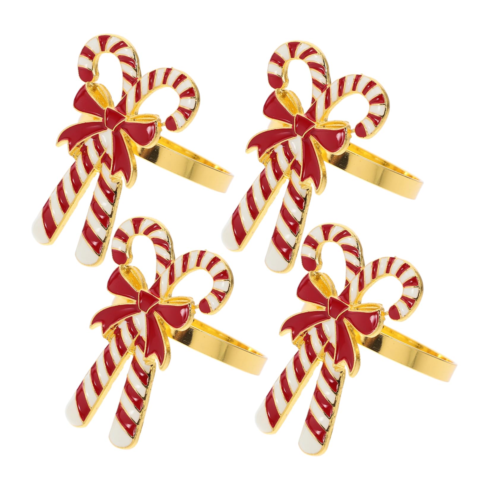 Mikinona 4 Stück Weihnachts Serviettenringe aus Langlebigem Legierungs Material Schleifenform Napkin Buckles für Festliche Tischdeko Einfache Anwendung für Weihnachtsessen und Partys