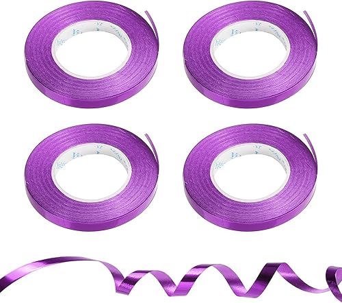 Miniatura 9 de PATIKIL 4 tiras rizadoras de globos prensadas brillantes metálicos de 316 pulgadas, 11 yardas iridiscentes para decoración de fiestas, envolver