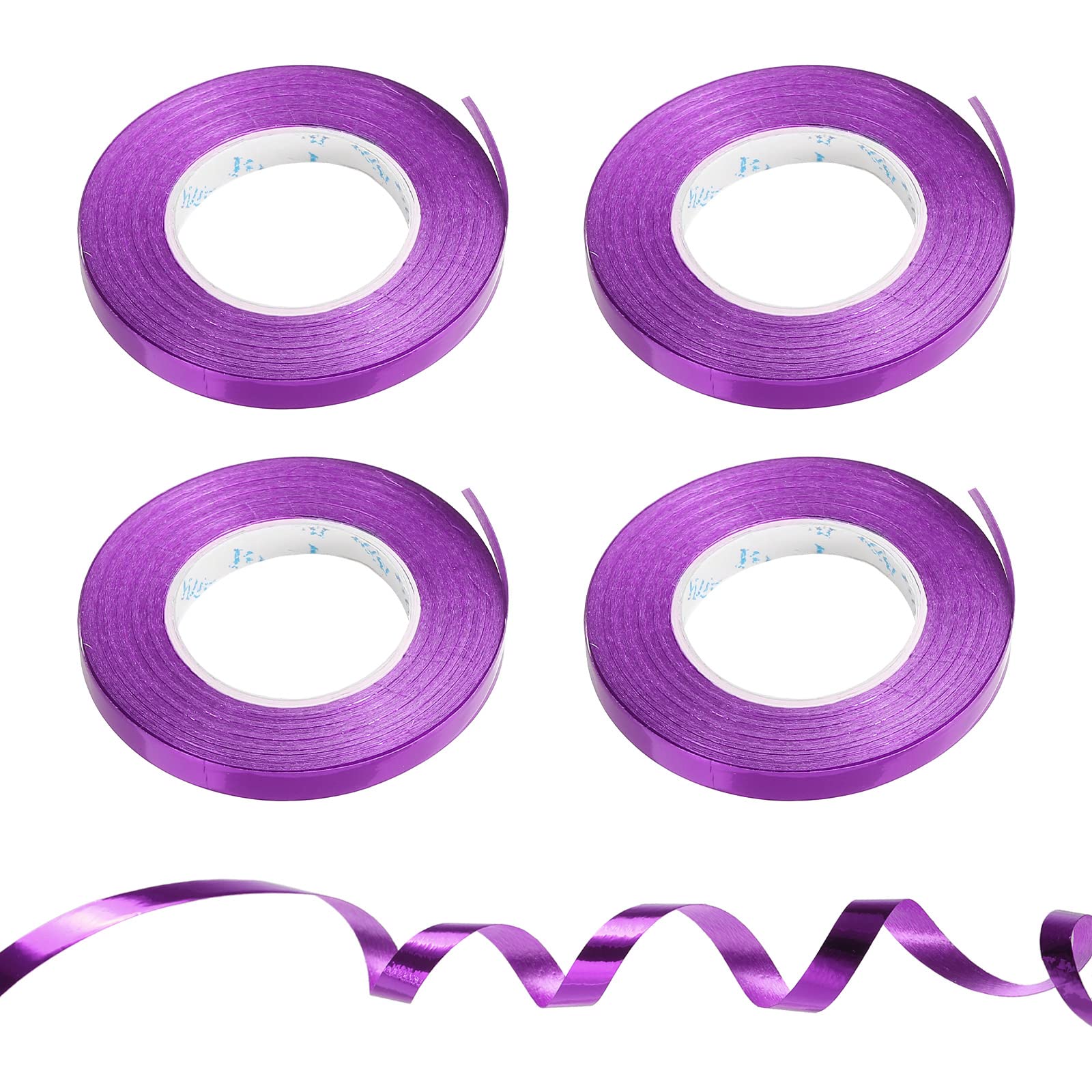 PATIKIL 4pcs Curling Ribbon Crimped Balloon String Shiny Metallic 5mm 10m Iridescent for Party Decoration Gift Wrapping Crafts Purple