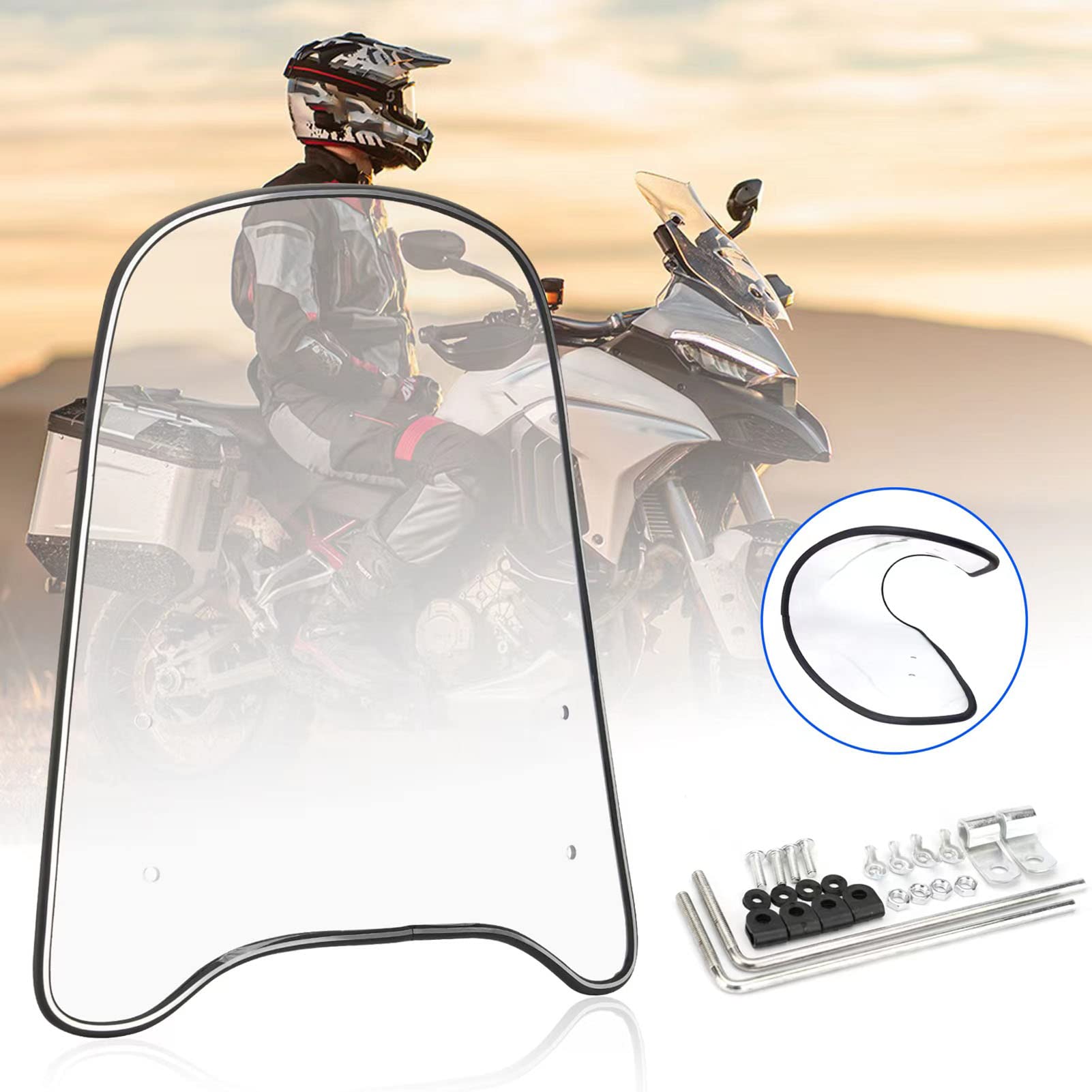 Universale Moto Parabrezza Estensione Spoiler Scooter Parabrezza Allargato Bordo Deflettore Vento, Professionale Moto Wind Screen Deflettore