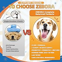 Vista 2 de ZEBORA Dog Multivitamin Powder with Glucosamine, Dog Vitamins and Supplements for Immune Support, Skin and Coat Supplement with Omega 3 for Allergy