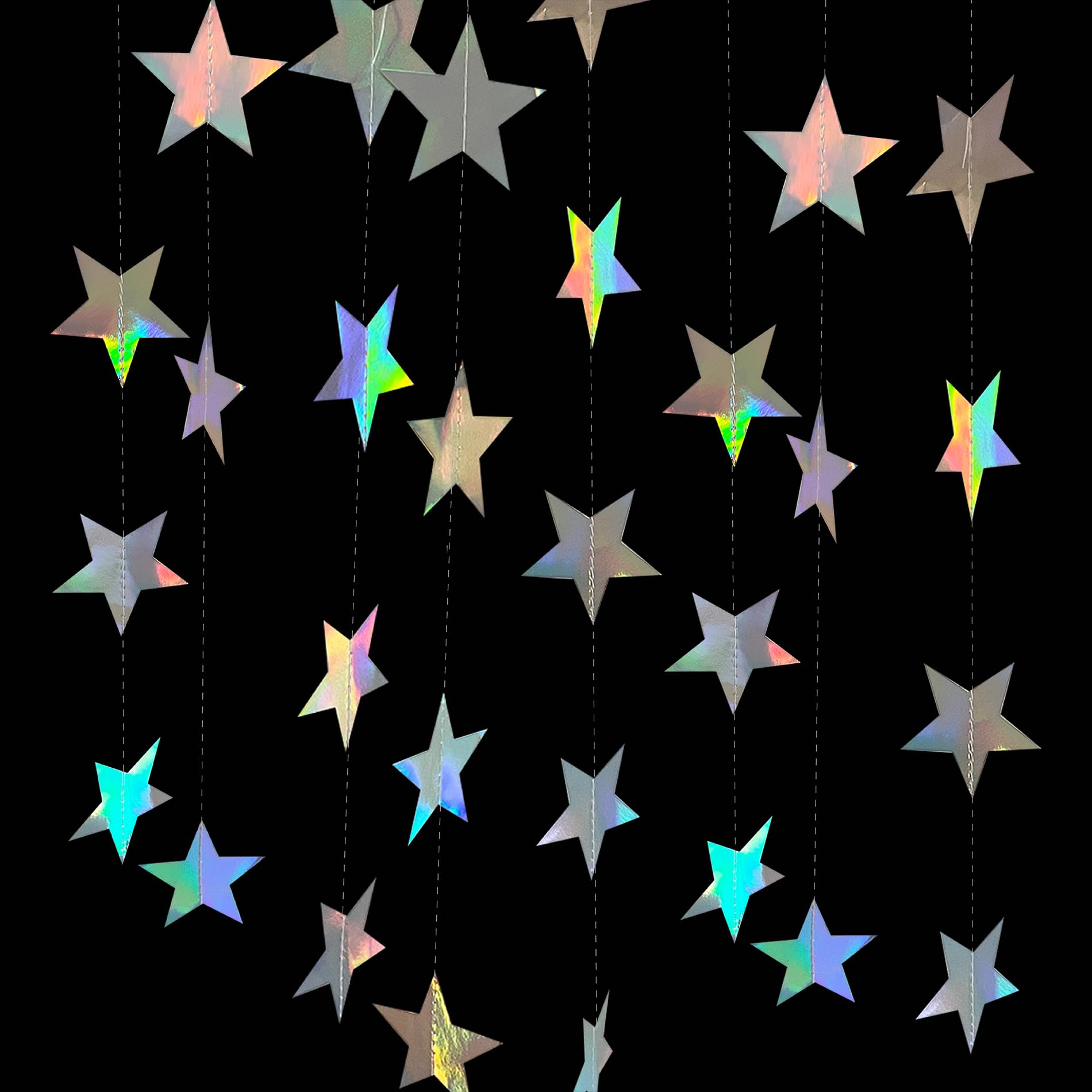 10 guirnaldas de papel de estrellas (iridiscentes)