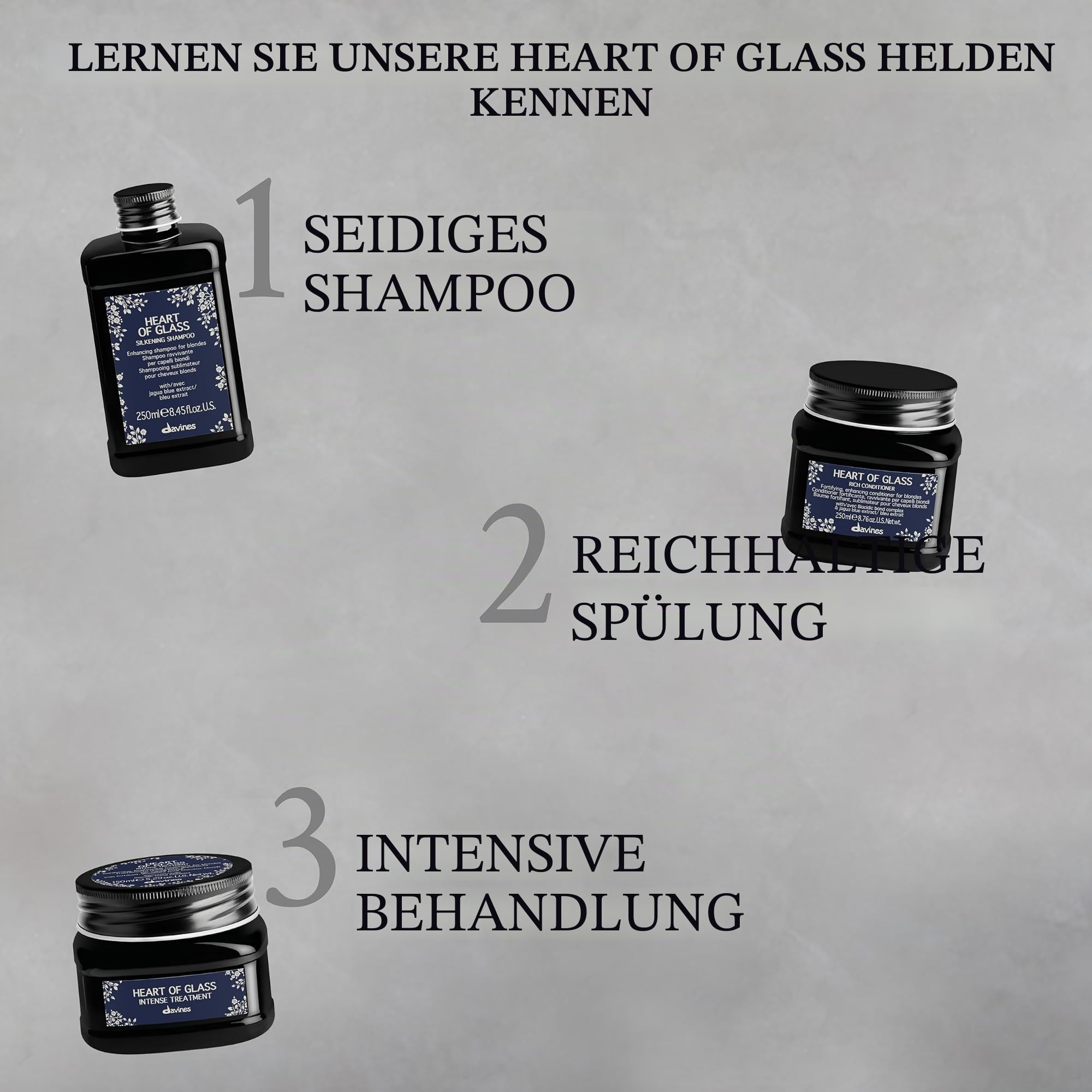 DAVINES HEART OF GLASS Instant Bonding Glow Stärkungsserum Extra Glanz Blondes Haar 300ml