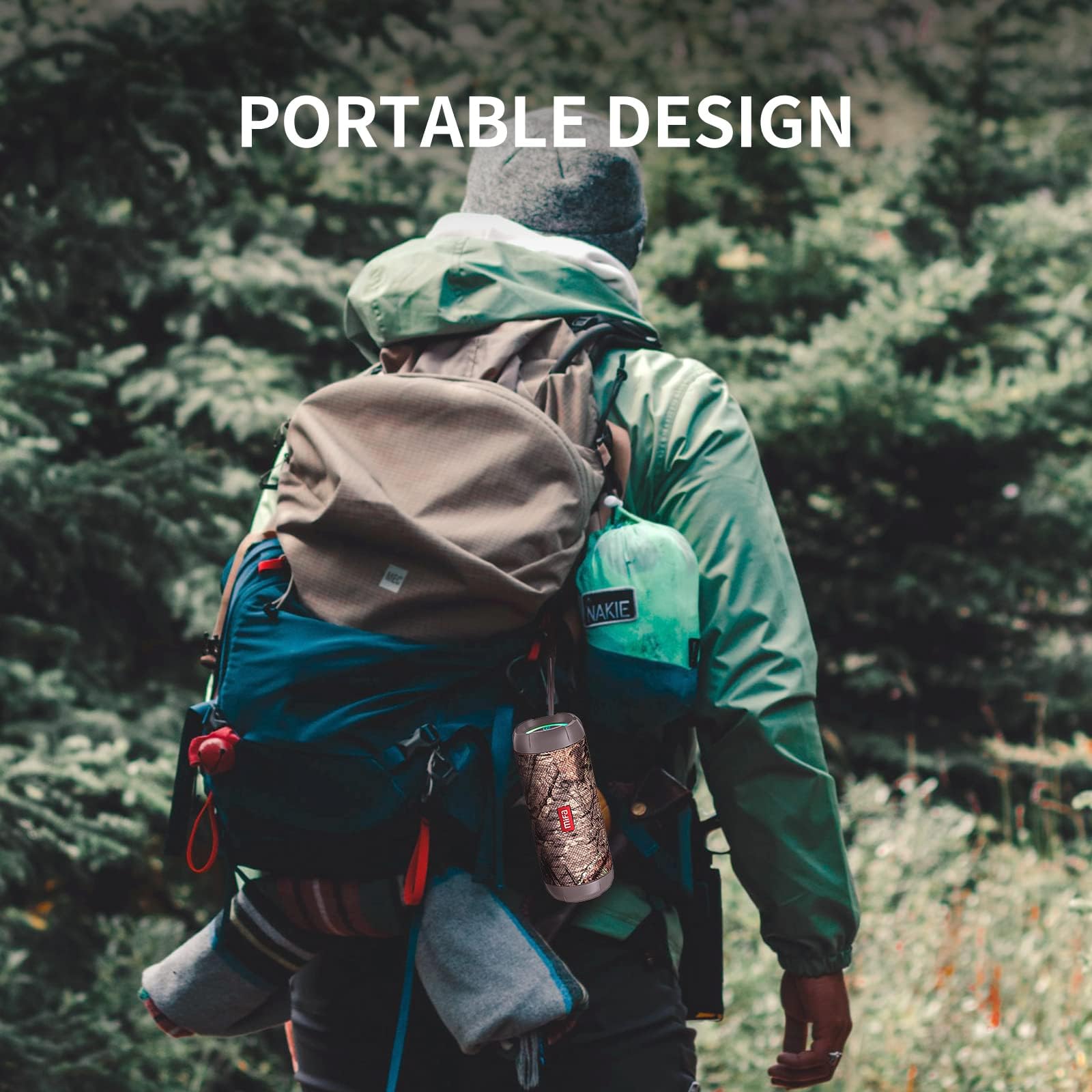 MIFA Portable Bluetooth Speakers Wireless with Lights, Micro SD Card Slot, USB C Port, IPX7 Waterproof for Home, Bike, 30W, Camouflage