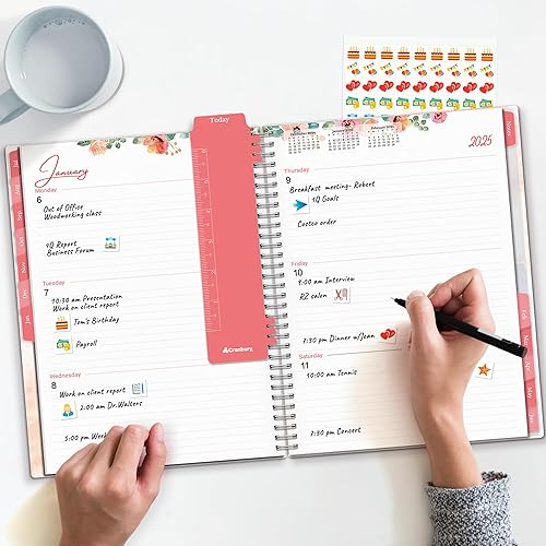 Miniatura 6 de CRANBURY Agenda 2024-2025 (8.5 x 11 pulgadas, floral), julio 2024-junio 2025 planificador diario semanal grande, calendario 2024-25, agenda de 8 x