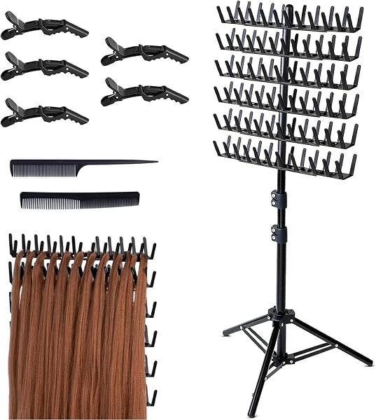 FARYODI Supporto per capelli regolabile per acconciature intrecciate, supporto per parrucche con 144 penne, portapenne per acconciature, organizer per parrucchieri e licheni, supporto per estensioni - 1