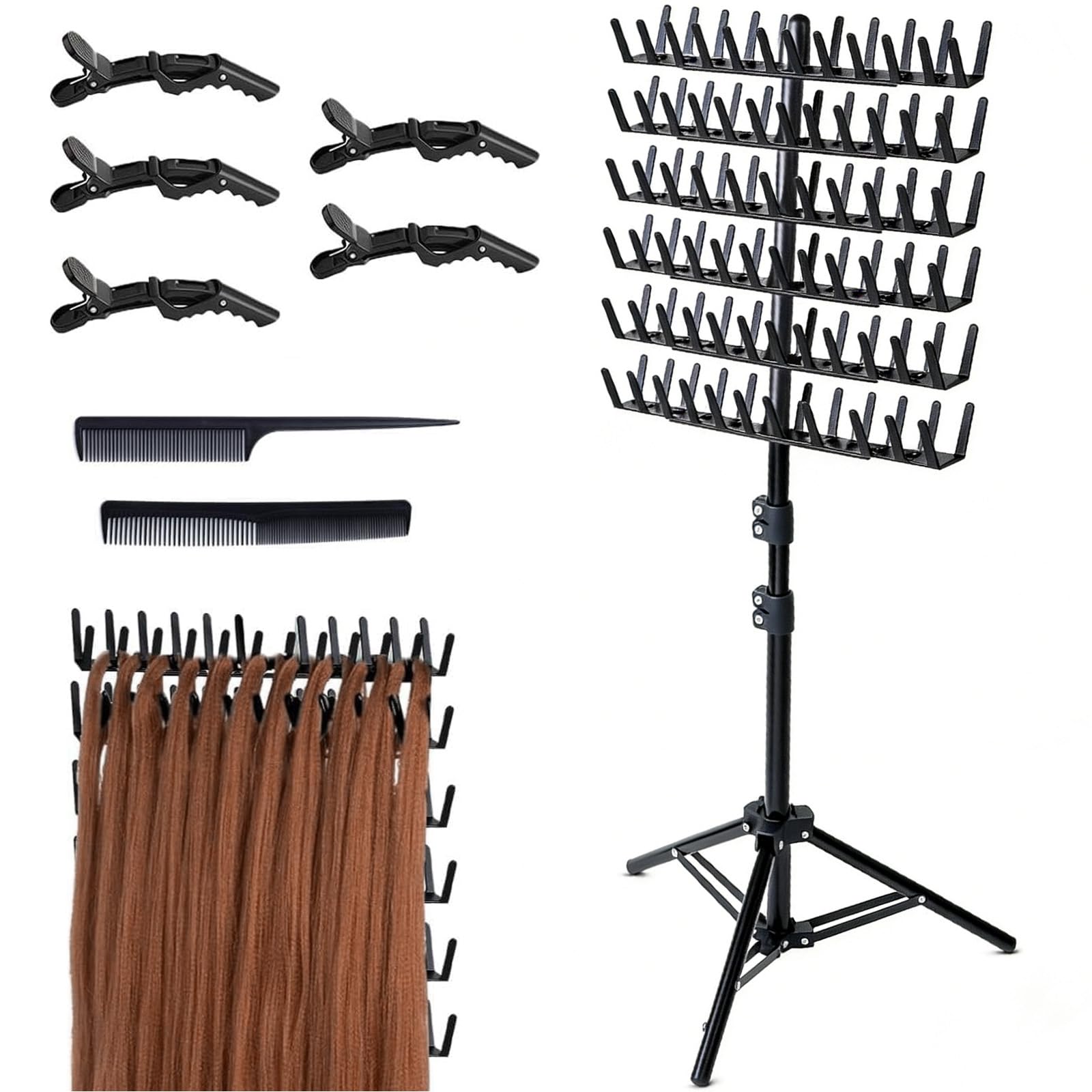 FARYODI Support de cheveux réglable pour tresses, 144 stylos, organisateur de cheveux, pour coiffeurs et tresses
