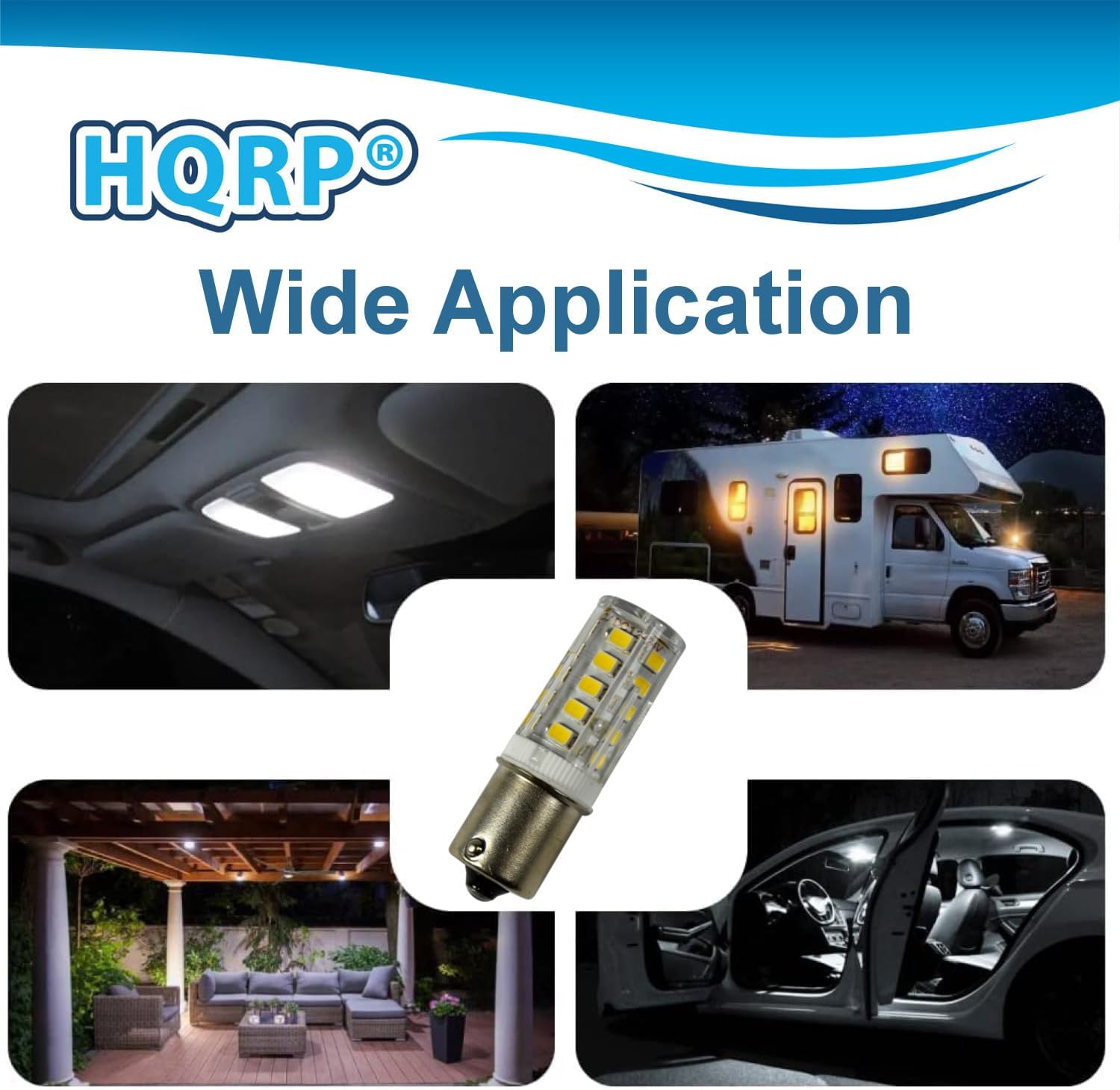 HQRP 8 pack BA15s Bayonet Base 33 LEDs SMD LED Bulb Cool White for #93 1141 1156 1073 1093 1129 Replacement