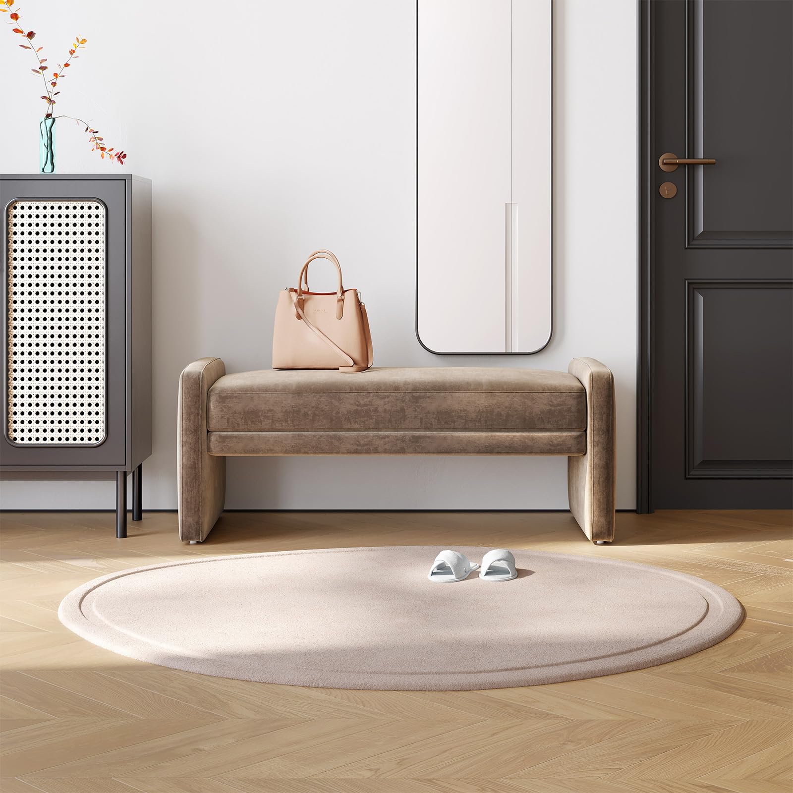 Miuuod Schuhbank, Fußbank am Bett, Sitzgelegenheit für den Eingangsbereich im Wohnzimmer, gepolsterter Ottomane mit gepolsterter Sitzfläche für Schlafzimmer und Flur
