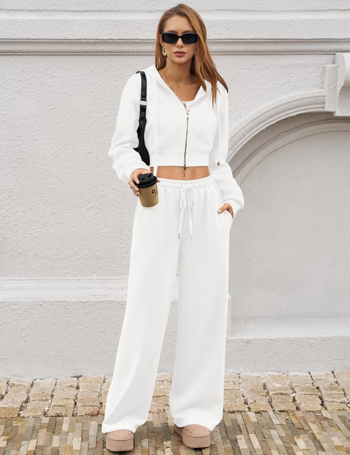 LOMON Women's Sweatpants Wide Leg Fleece Lined Sweat Pants Spring Winter Clothes 2026 Baggy Drawstring Joggers with Pockets - Image 6