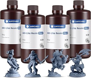 ANYCUBIC 3D Printer Resin Bundle, ABS-Like Pro 2 with Enhanced Strength and Toughness, Performance far Superior to ABS-Like Resin, Low Odor, 4Packs*1kg Grey, 4kg in Total