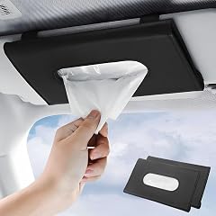 Car Tissue Holder 2 Pack with Ultra Soft Lotion Facial Tissues - Slim Visor Mount for Cars Trucks
