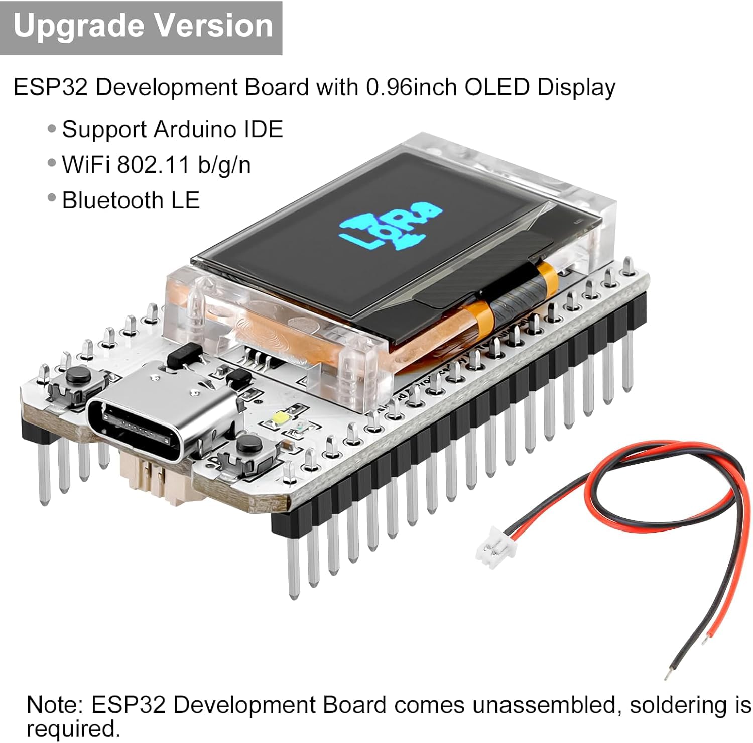 Seamuing Módulo ESP32 OLED Display Tarjeta de Desarrollo WiFi 32 Bajo Consumo de energía 240 MHz Dual Core con Chip CP2012 Pantalla 0.96" para Arduino Node mcu