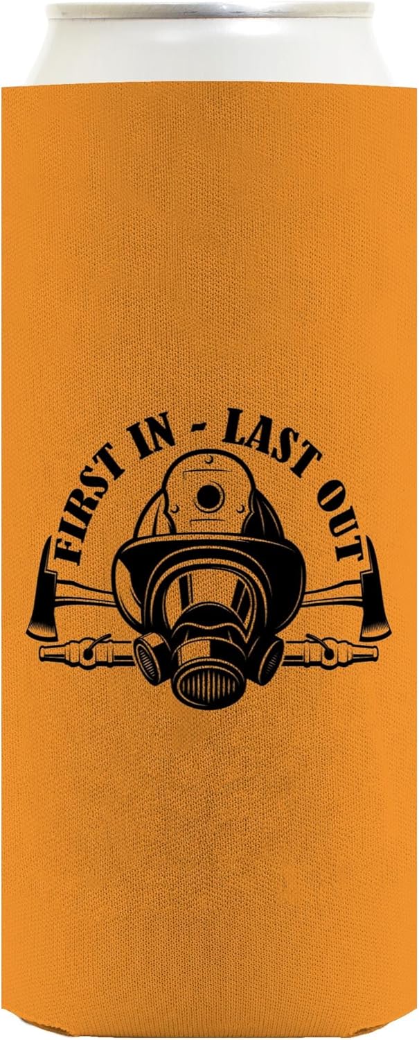 Fire Fighter Appreciation Gifts Firefighter First In Last Out 24-Pack Ultra Slim Can Drink Thermocoolers Party Pack