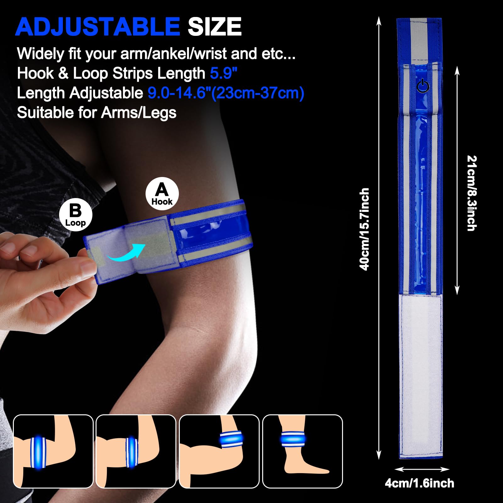 Corpower LED Leuchtarmbänder 2 Stück - USB Aufladbar Für Nacht-Sport