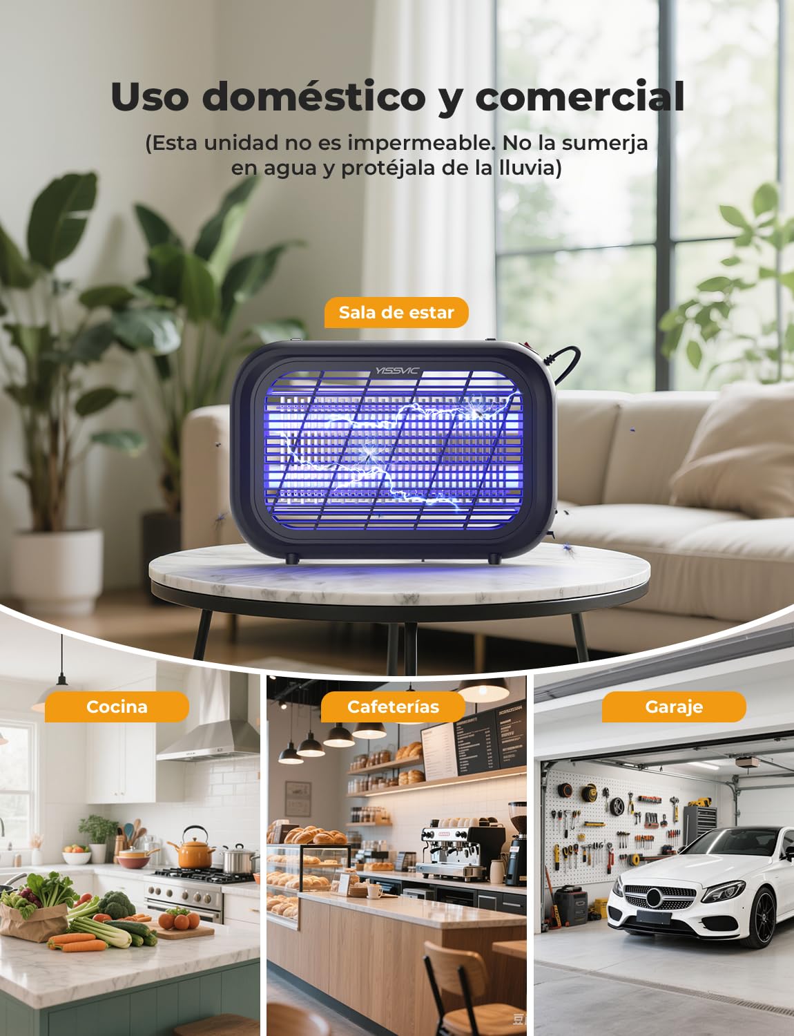 YISSVIC Lampara Antimosquitos Matamoscas Electrico Lámparas LED UV, Mata Insectos para Interiores contra Mosquitos, Moscas y Otros Insectos Voladores