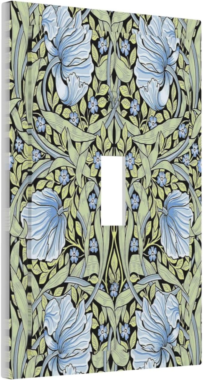 Vintage Morris Blue Floral Green Botanical Sage 1 Gang Light Switch