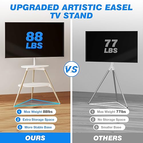 Miniatura 9 de Artistic Easel - Soporte de suelo para TV, LCD LED de 32 a 65 pulgadas, pantalla plana curvada de hasta 77 libras, soporte de exhibición de estudio