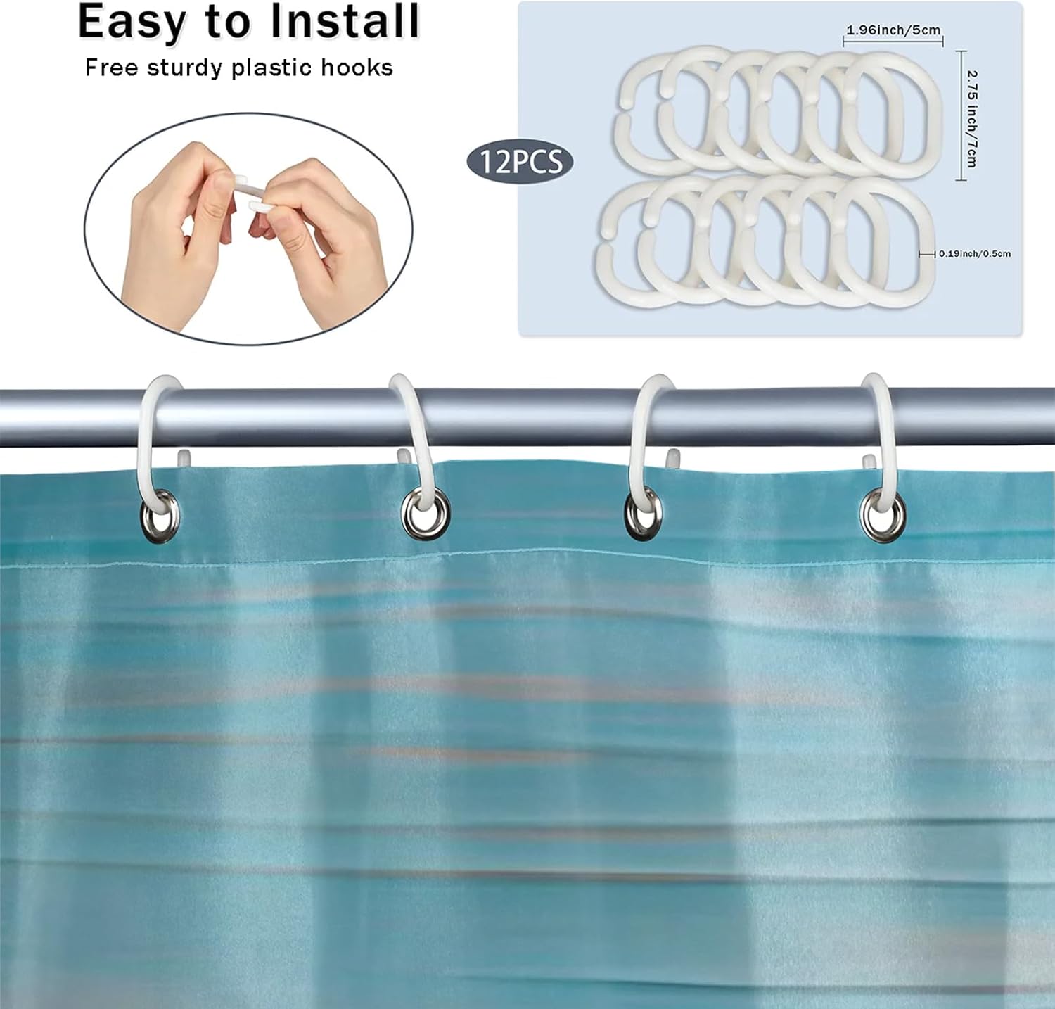 Sea Shells Starfish Shower Curtain Waterproof Shower Curtain Hooks Bath Curtain Washable Shower Curtain Bathroom Decor