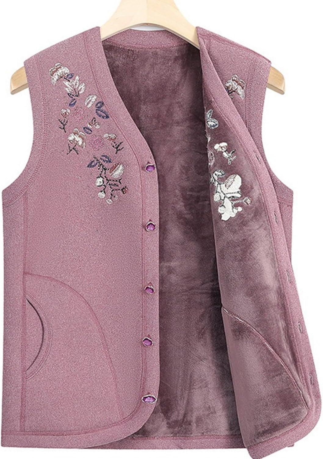 Amazon | [GUREITOJP] ボアベスト ベスト レディース 裏ボア もこもこ 花柄 花 防寒ベスト 上着 無袖コート ポケット付き  ボタン付き 雪対策 婦人 高齢者 50-70代 柔らかい 日常着用 普段使い 保温性 秋冬服 806パープル XL | ベスト 通販 [GUREITOJP] ボアベスト ベスト レディース 裏起毛 花柄 花 刺繍 もこもこ トップス 無袖ベスト ポケット付き ボタン