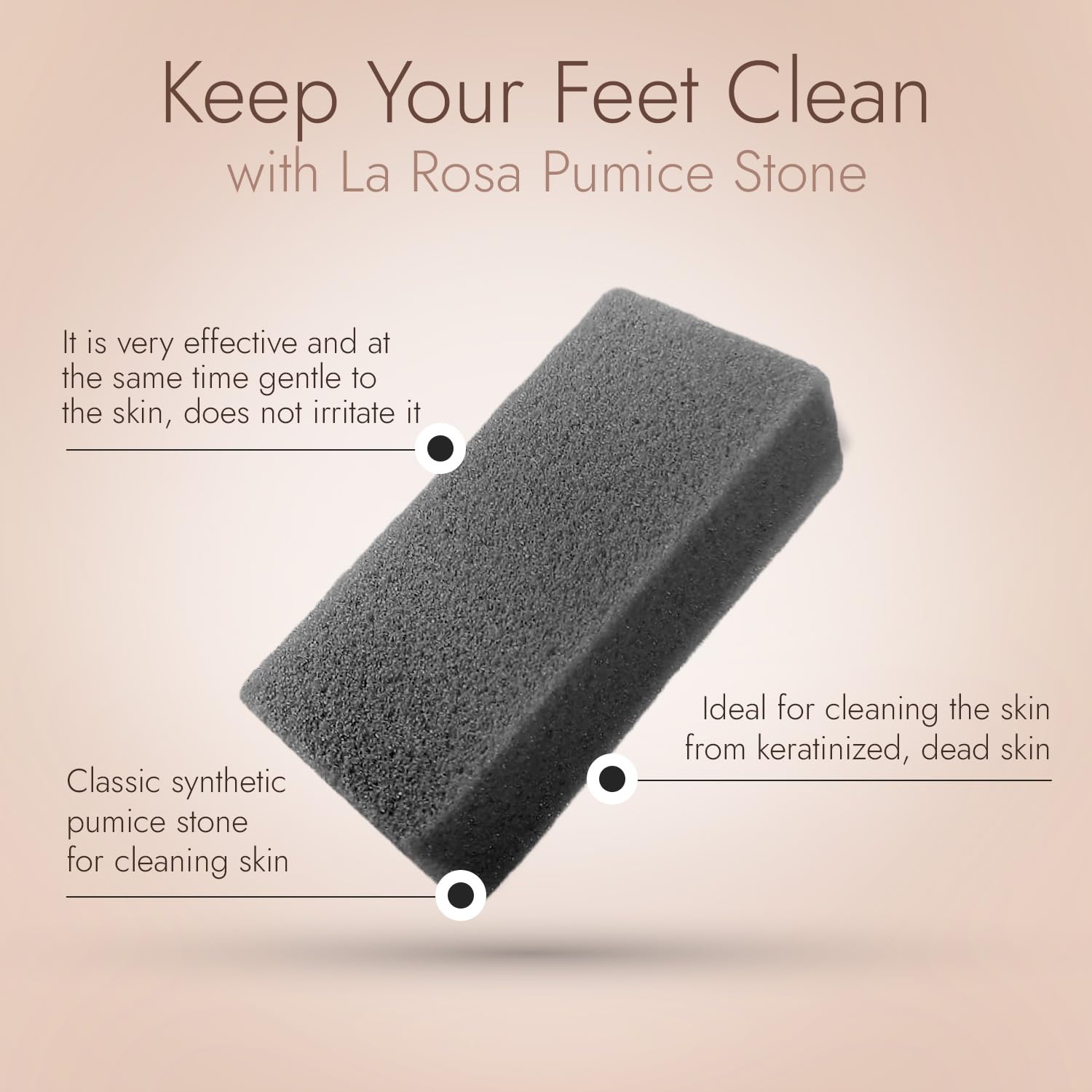 LaRosa PUMICE SPA Spugna Pomice Intera – Nera con Texture Morbida