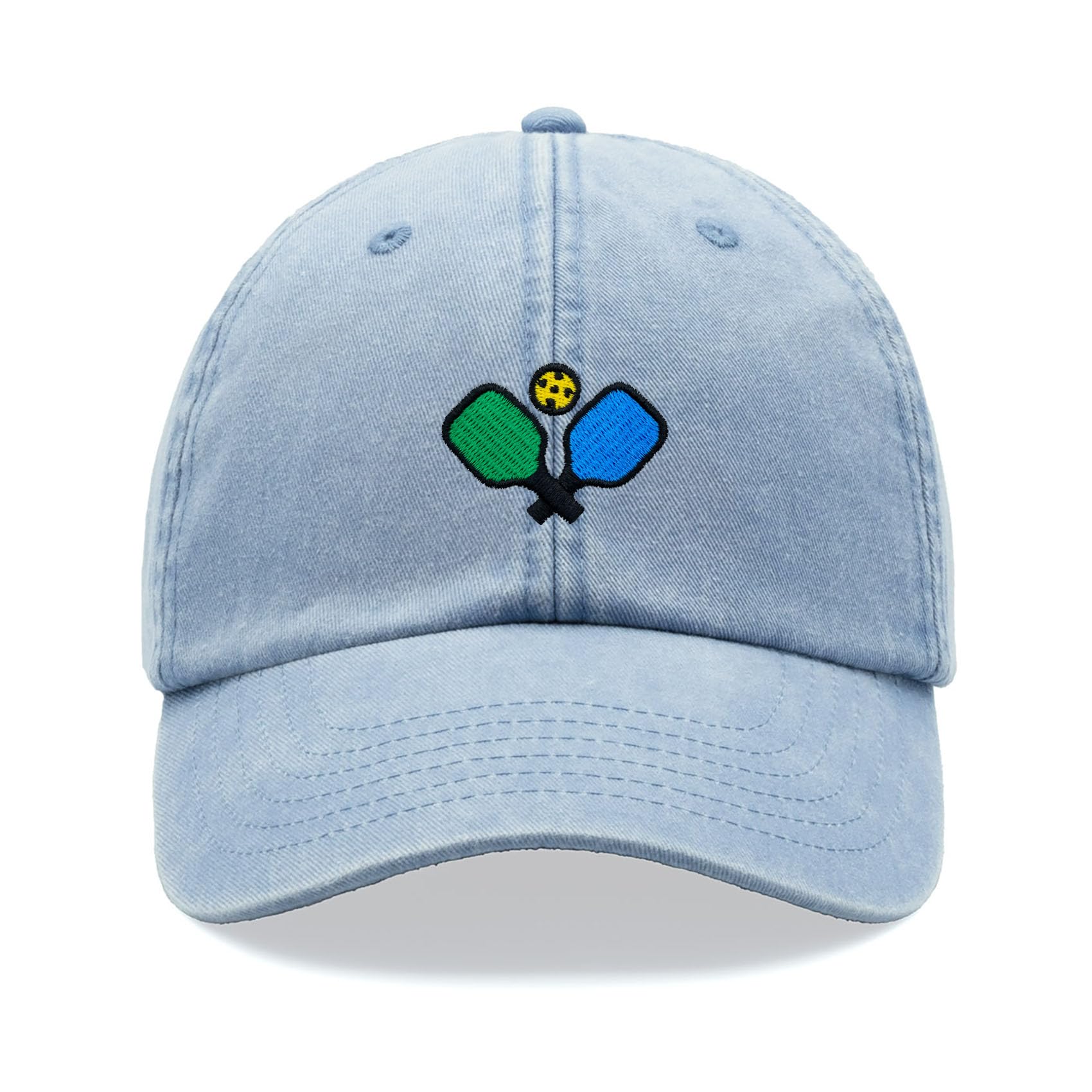 Pickleball Baseball Cap Vintage Washed Unisex Dad Hat Low Profile Adjustable Light Blue