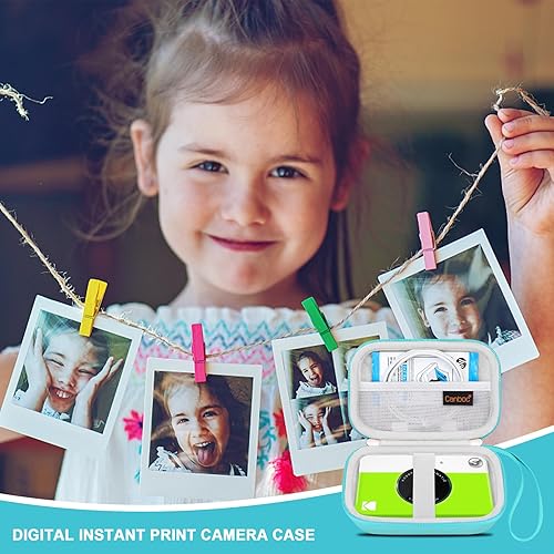 Miniatura 7 de Canboc Funda de transporte rígida para cámara de impresión instantánea digital KODAK Printomatic bolsa de malla para papel Zink cable verde menta