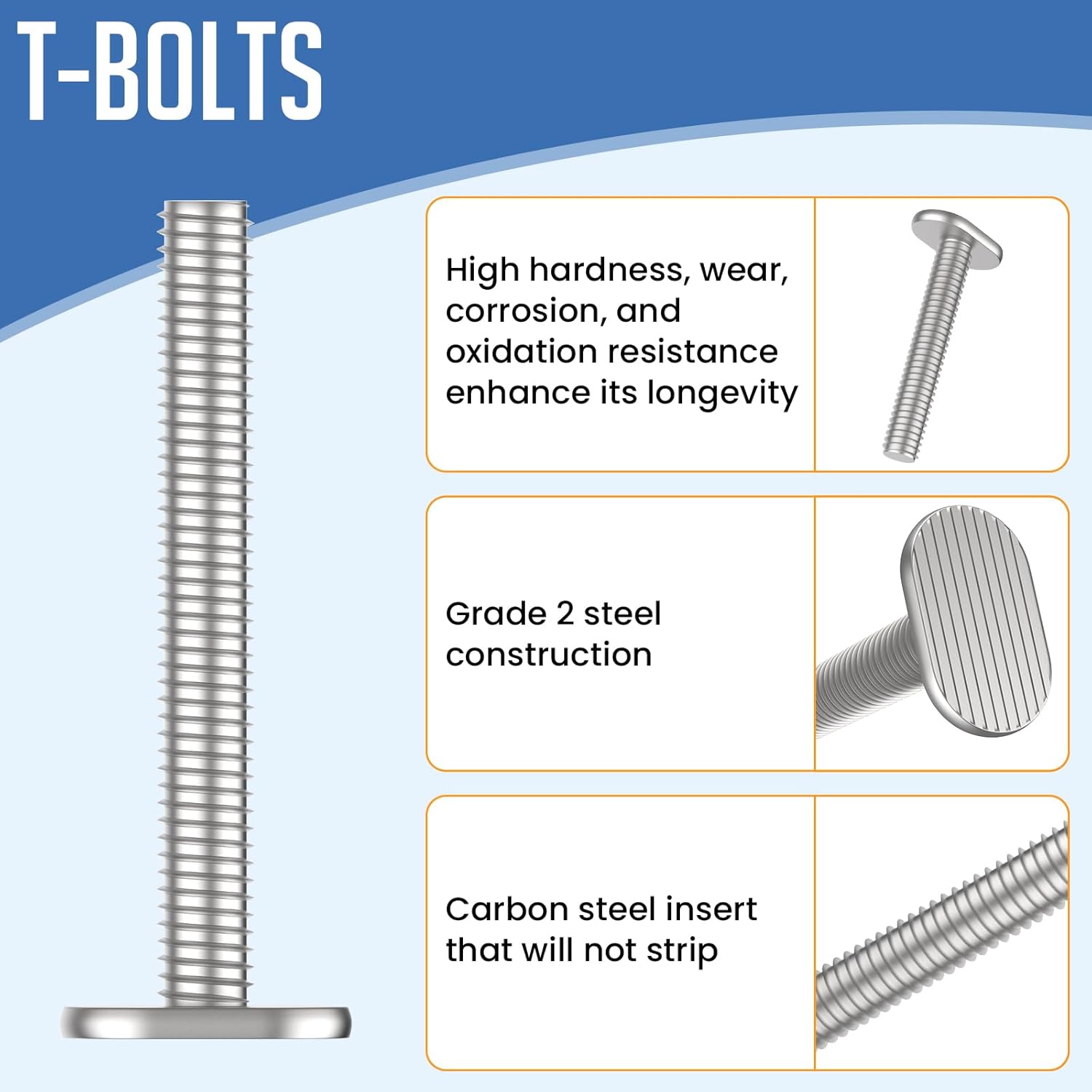 40 Pcs 1/4"-20 T Track Bolts Kit, 4 Sizes T Slot Bolts 2-1/4", 1-1/2", 1-1/4", 1" Lengths, Universal T Track Accessories for Woodworking Jigs, Fixtures & DIY Projects