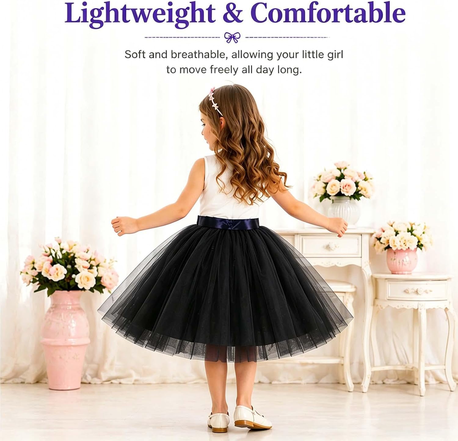Girls Tutu Skirt Birthday Party Princess Tulle Dress Up 5 Layer Puffy Ballet Skirt for Kids Toddler (2-14 Years)