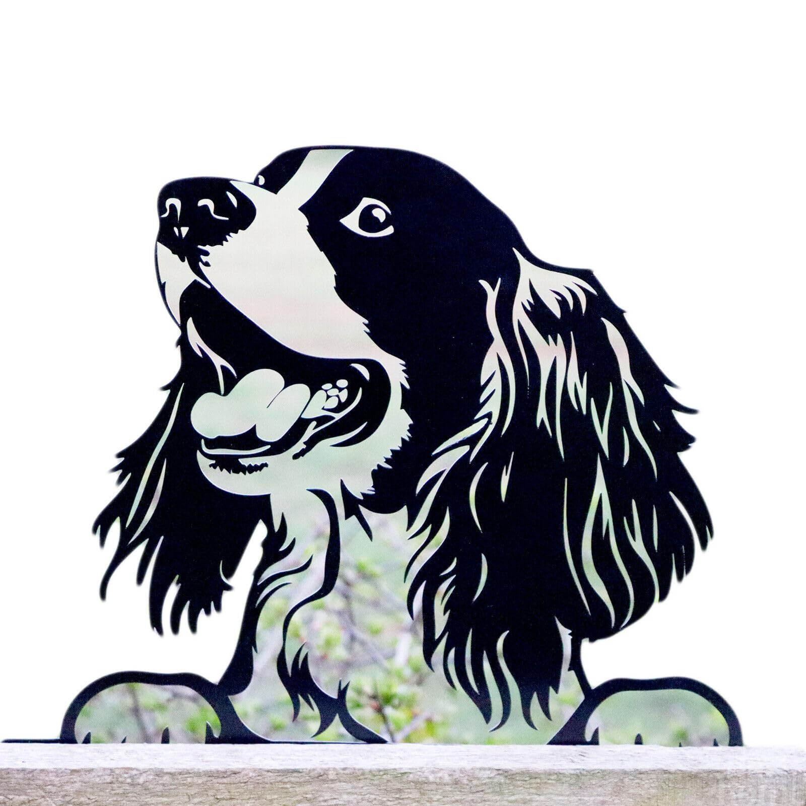Darthome Black Peeking Cocker Spaniel Fence Topper 32Cm Metal Dog Art Silhouette Garden Decor