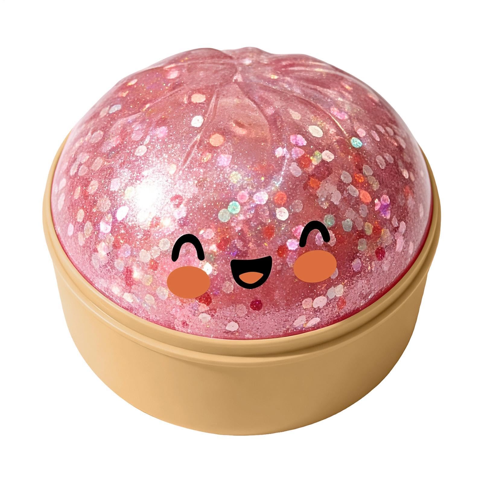 Giant Glitter Dumpling Soft, 8,5x6 Cm Bolitas Dumplings Arcoiris Juguetes Sensoriales, Dumpling con Purpurina, Large Rainbow Dumplings Fidget Toy with Steamer Box para Trabajo — view 8