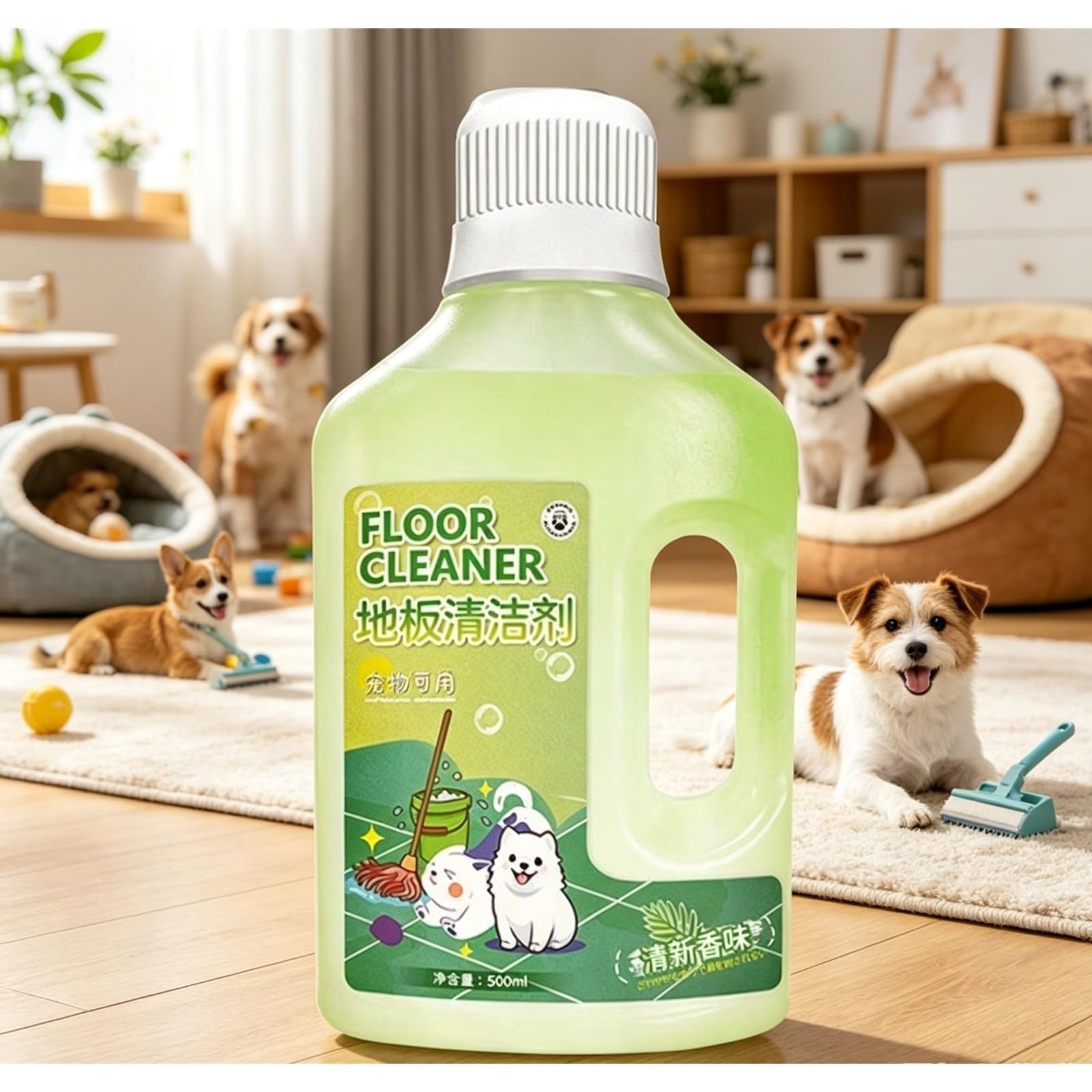 Limpiador De Suelos Para Mascotas, Limpiador De Suelos De 500ml, Limpiador Multiusos Para Suelos De Madera Y Baldosa, Adecuado Para Hogares Con Perros Y Gatos(2pc)