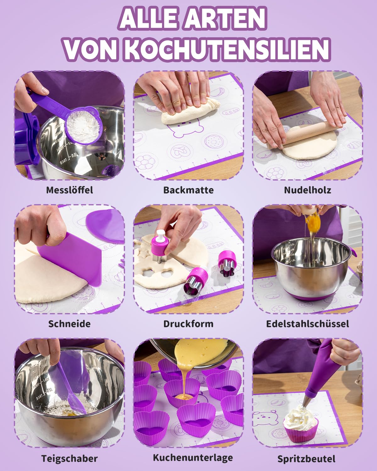 Kit de pâtisserie et de cuisine pour enfants 53 pièces avec toque, tablier de cuisine et accessoires de pâtisserie – Kit de jeu complet pour enfants à partir de 3 ans – Jouet éducatif pour