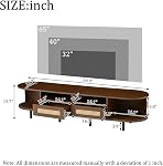 TV Stand with Storage, 64.9" TV Table for 65" TV, Oval Entertainment Center with 2 Drawers & 2 Sliding Doors, Media Console with Rounded Corners, TV Cabinet for Bedroom, Living Room, Walnut
