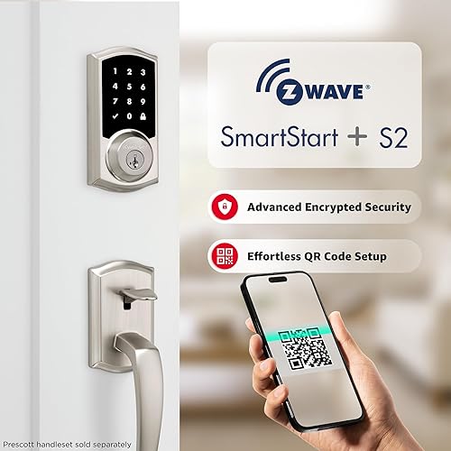 Miniatura 5 de Kwikset HomeConnect 918 - Bloqueo de pantalla táctil tradicional Z-Wave de largo alcance, funciona con alarma de anillo, requiere concentrador