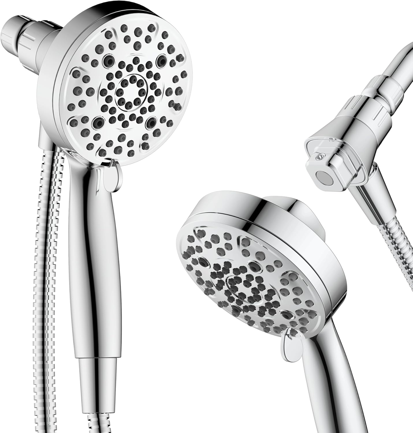 Magnetic Shower Head with Handheld, High Pressure - 6 Spray Modes Handheld Shower Head, Eco-Friendly Magnetic Docking System, 70" Stainless Steel Hose, Tool Free Installation, Chrome Silver