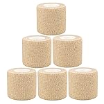 Baisunt 6 Pack 2 Inches Cohesive Bandage Self Adhesive Wrap Elastic Self Adherent Vet Wrap Breathable Self Stick Tape for Wrist, Ankle, Sports, Tatoo Wrap(5 Yards, Skin)