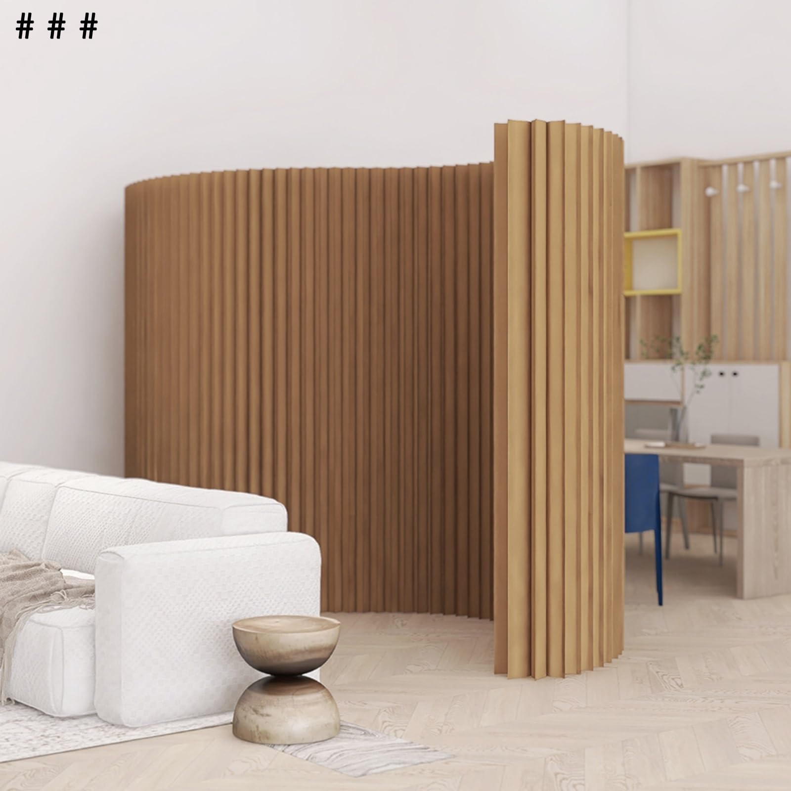 Divisorio leggero in carta ecologica – Paravento pieghevole e decorativo con design moderno, ideale per separare ambienti in soggiorno, ufficio o spazi pubblici(White,3 * 1.8m)