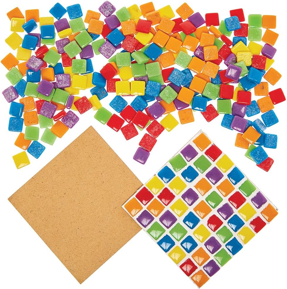 Baker Ross FN097 Mosaic Tile Coaster Kit – Pack of 4, Kids Crafts Kits, Make Your Own Coaster