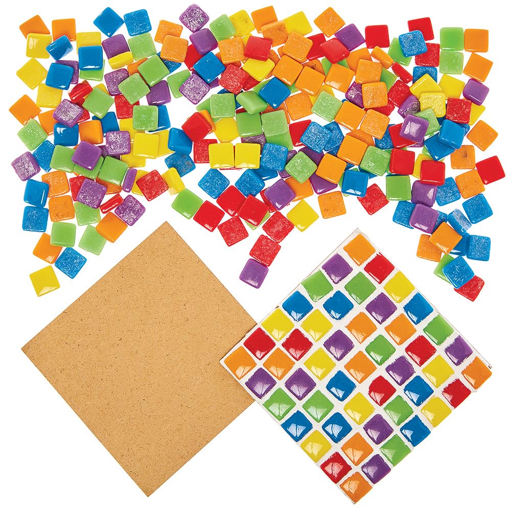 Baker Ross VC266 Mosaic Tile Coaster Kit - Pack of 4, Kids Crafts Kits, Make Your Own Coaster