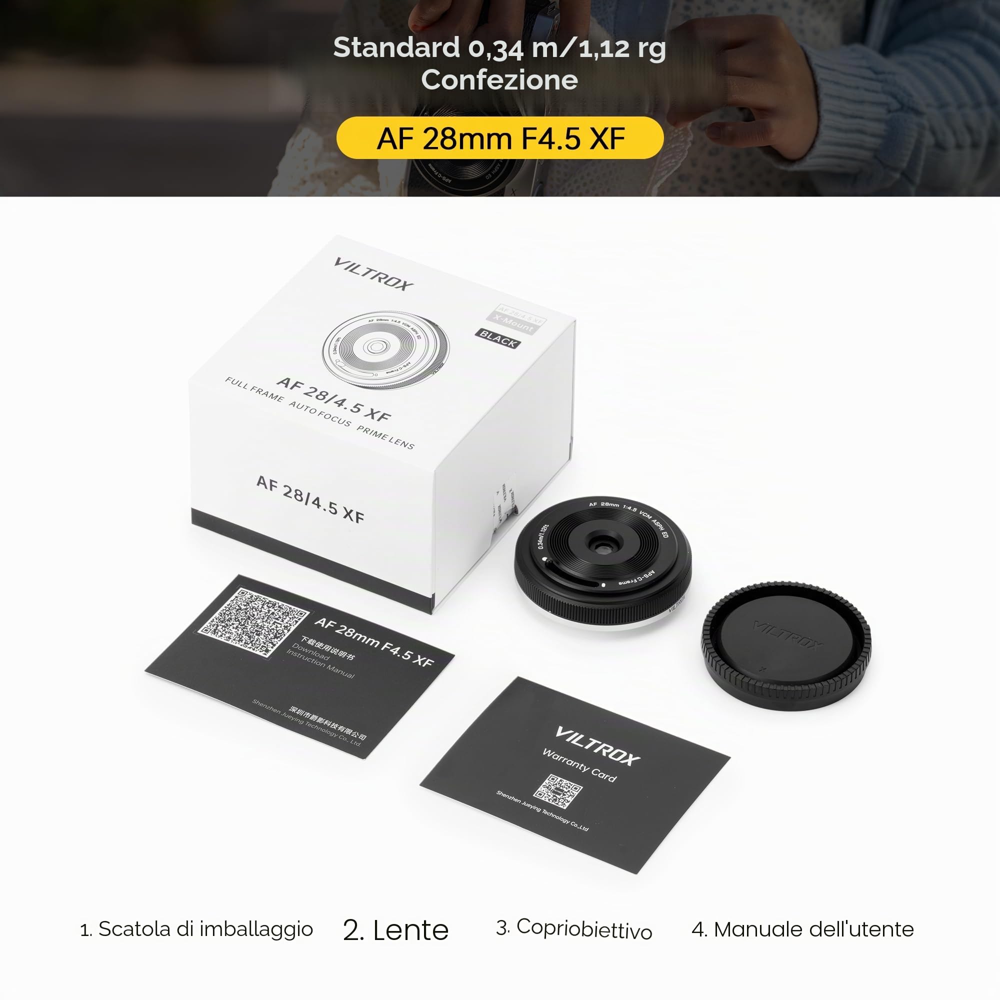 VILTROX AF 28mm F4.5 XF Pancake Obiettivo Grandangolare Full-Frame per Fuji X Mount