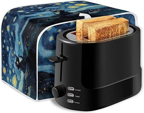 Miniatura 50 de Funda para horno con estampado de galaxia, protector de máquina de pan de cocina, cubierta para tostadora de 2 rebanadas de gato lunar para el Gato