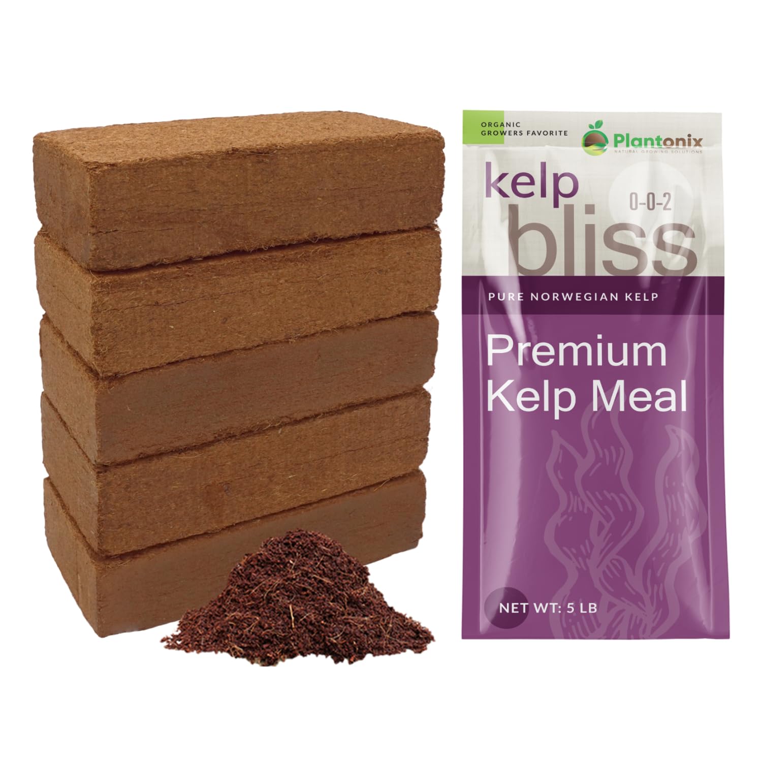 Amazon.com : Coco Coir 650gm Bricks (5-Pack) + Kelp Bliss (5lbs