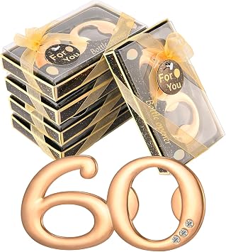 50Pieces 60 Bottle Opener Gifts for 60th Birthday Party Favors 60th Anniversary Party Return Gifts or Souvenirs for Guests , Gold and Black Theme Party Decorations 60