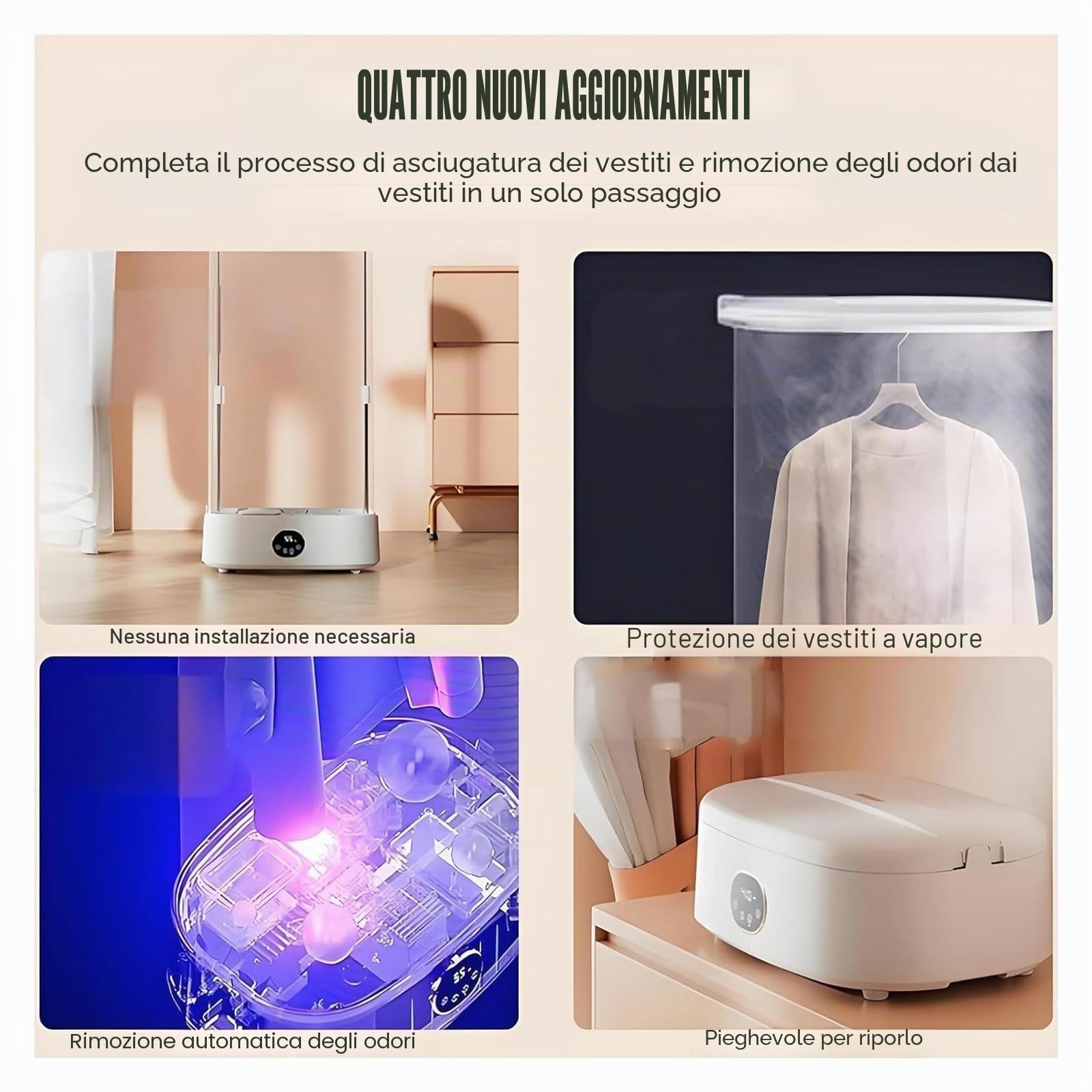 Macchina automatica per stirare da 1000 w, essiccatore elettrico, ferro vapore verticale, pieghevole, vaporizzatore senza fili per indumenti e tessuti, vapore ed essiccazione.