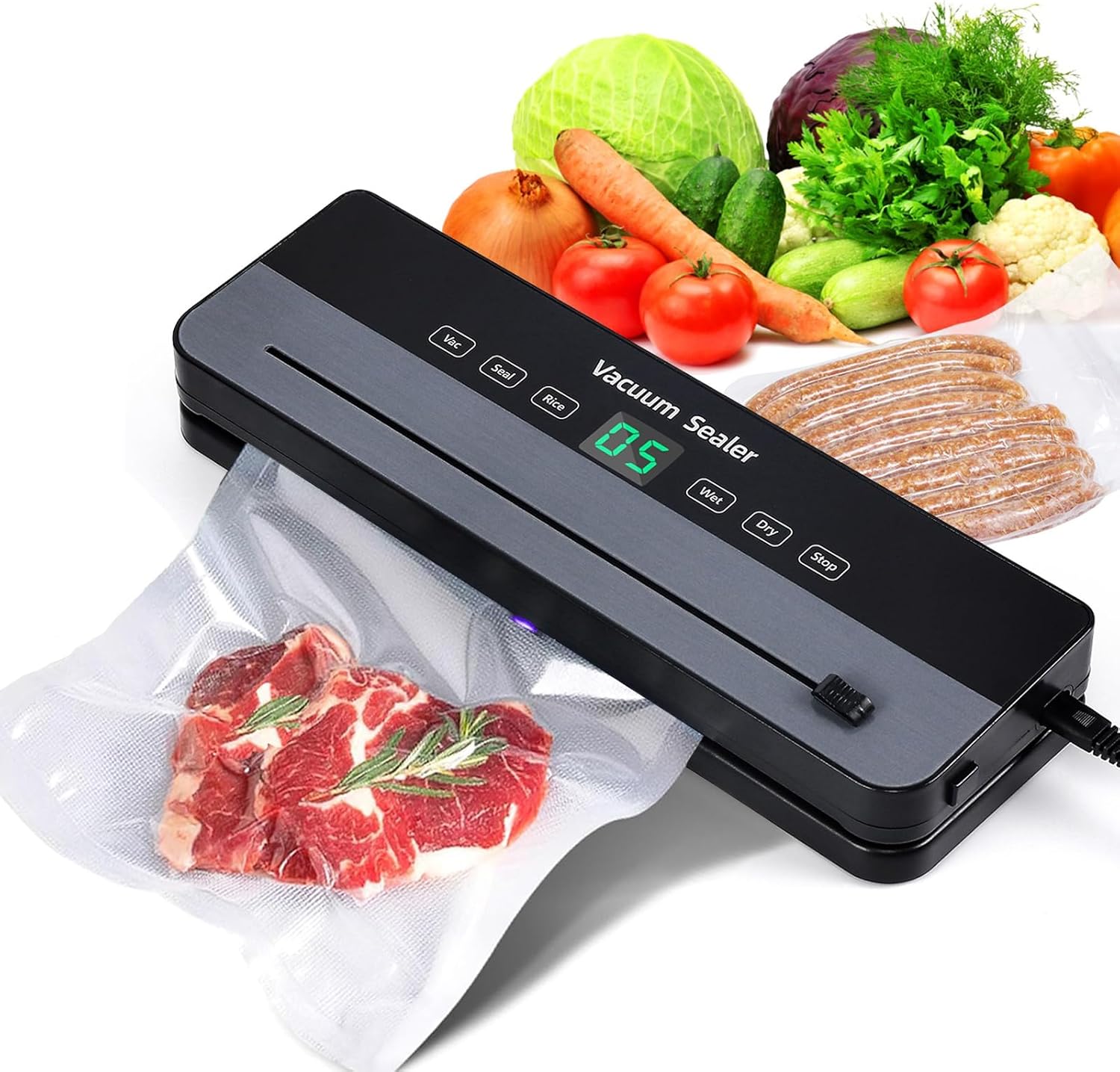 LIARTY Vacuum Sealer Machine 65Kpa 7-in-1 Compact Portable Food Sealer with Built-in Cutter 10 Bags Dry&Wet Modes Ideal for Kitchen Restaurant Home Use LIARTY Vacuum Sealer Machine 65Kpa 7-in-1 Compact Portable Food Sealer with Built-in Cutter 10 Bags Dry&Wet Modes Ideal for Kitchen Restaurant Home Use
