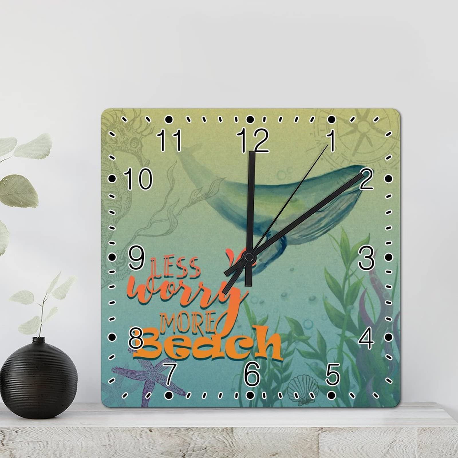 Horloge murale vintage en bois pour salon et chambre océan