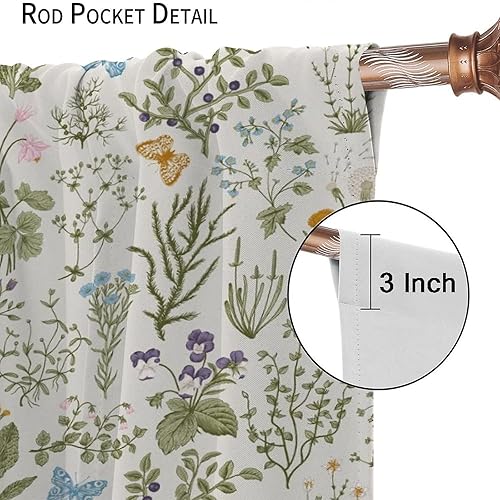Miniatura 509 de Retro 70s Floral Blackout Window Curtains, Watercolor Flower Plant Rustic Modern Style Pattern Window Drapes, for Bedroom Living Room 42x45in 2